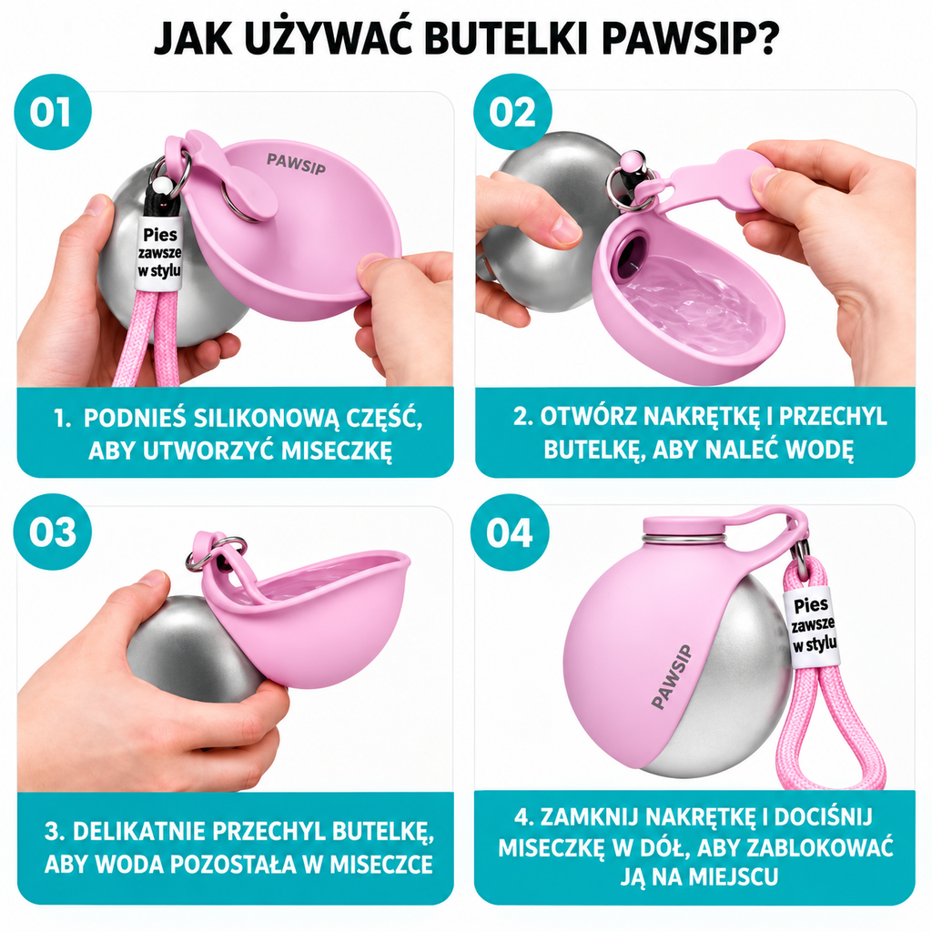 Przenośna butelka na wodę dla psa 285 ml