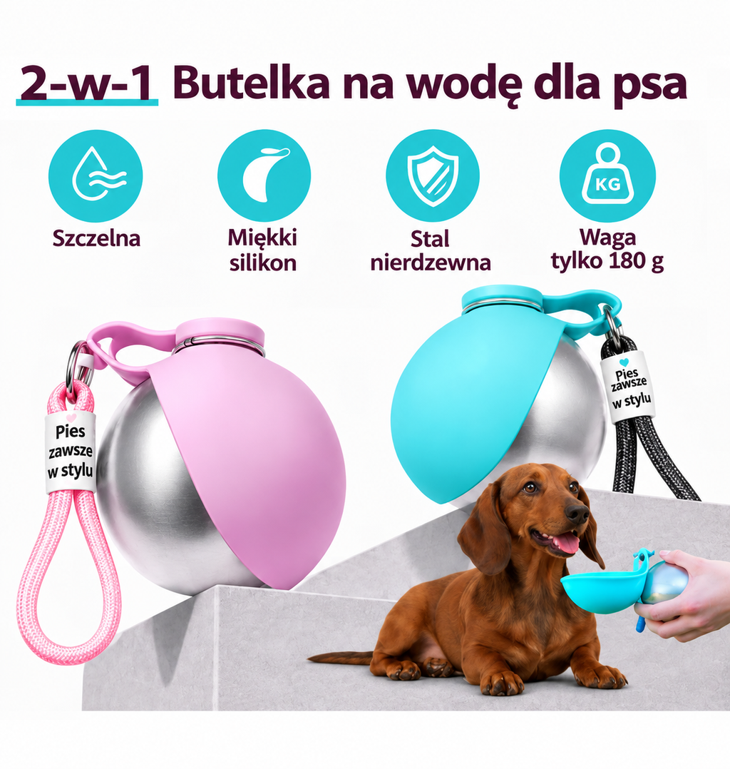 Przenośna butelka na wodę dla psa 285 ml